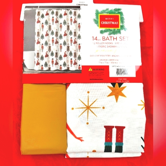 14 Pc Fabric Shower Curtain Set with Hooks & Liner Nutcracker Ballet 72 X 72 - Picture 5 of 5